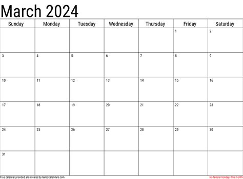 March 2024 Calendar Handy Calendars