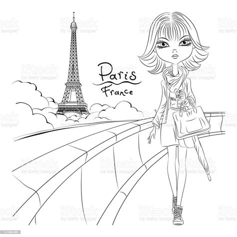Vector Beautiful Fashion Girl In Paris Stock Illustration Download