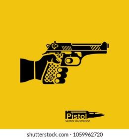 Pistol Silhouettehold Hand Male Gun Pictogram Stock Vector Royalty