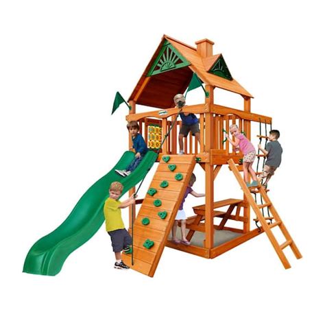 Gorilla Playsets Chateau Tower Wooden Outdoor Playset With Picnic Table