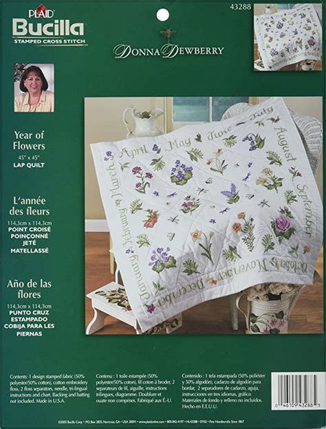 Bucilla Stamped Cross Stitch Lap Quilt Kit 40 By 40 Inch 43288 Year Of Flowers