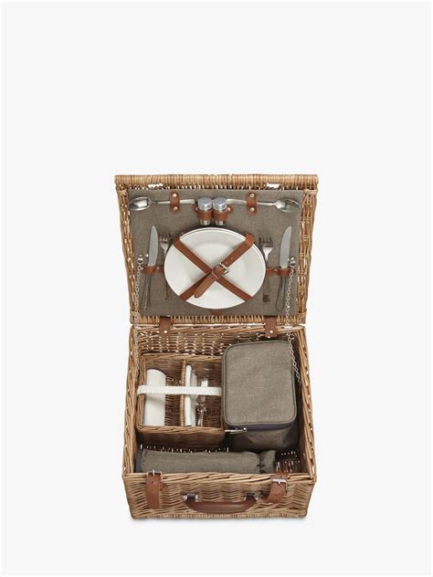 John Lewis And Partners Luxury Filled Wicker Picnic Basket 2 Person