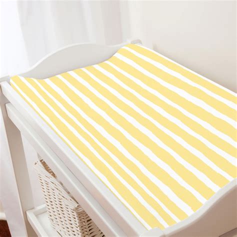 Banana Yellow Weathered Stripe Changing Pad Cover Made With Care In The