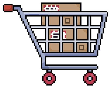 Premium Vector Pixel Art Shopping Cart With Boxes And Packages