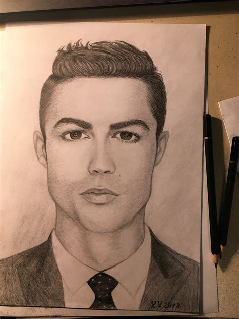 Cristiano Ronaldo Portrait Drawing Easy Drawings Soccer Drawing