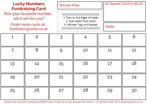 Lucky Numbers Fundraising Card Raffle Ticket Scratchcard Value Pack