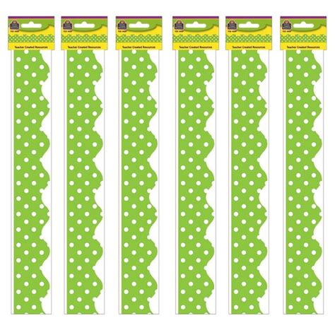 Teacher Created Resources Lime Mini Polka Dots Border Trim 35 Ft Per