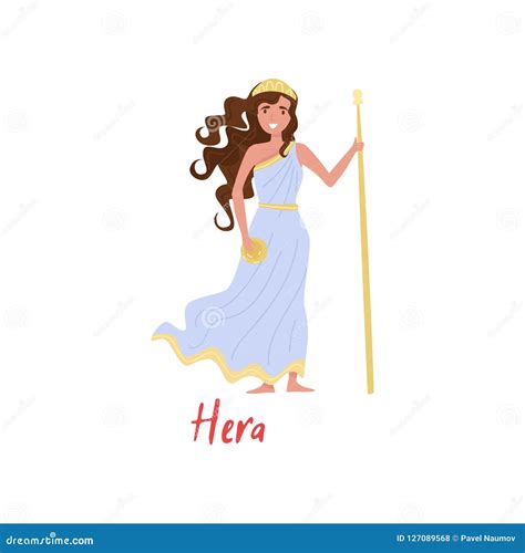 Gera Olympian Greek Goddess Ancient Greece Mythology Character Vector Illustration On A White