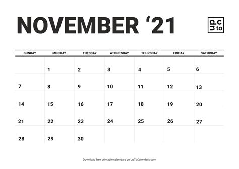 Printable November 2021 Calendar Blank Templates Free Download Pdf