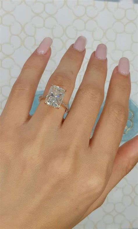 14K Gold Moissanite Ring 2 CT Radiant Cut Engagement Ring Etsy