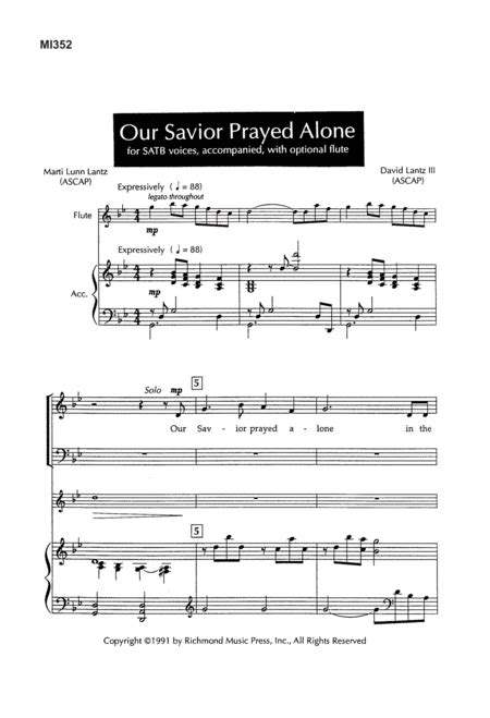 Our Savior Prayed Alone Sheet Music Plus