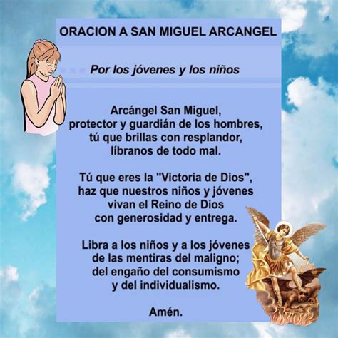 Oración A San Miguel Arcangel Por Los Jóvenes Y Los Niños Oraciones