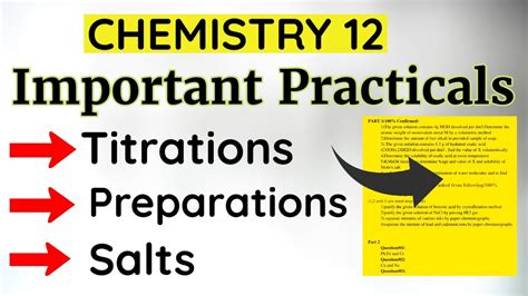 Important Practicals Chemistry 12 Class12th Chemistry Practical 2023