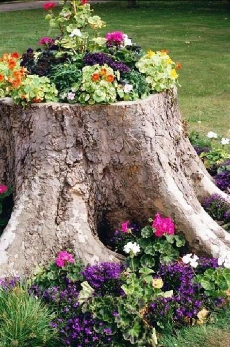 35 Inspiring Tree Stump Garden Decor Ideas Digsdigs