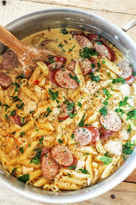 What you need to cook creamy cajun chicken pasta with smoked sausage