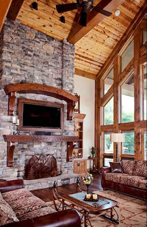 60 Stunning Log Cabin Homes Fireplace Design Ideas 17 Coachdecor