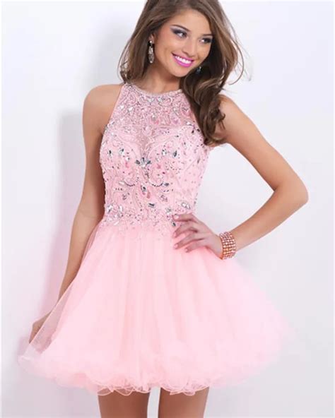 luxury crystal pink short tight homecoming dresses vestido curto 2016 a line tulle homecoming