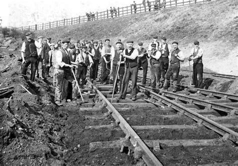 British Paintings Railway Workers Laying Track At Ryecroft Late 19th
