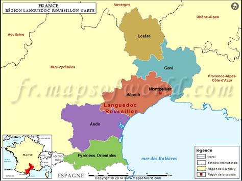 Carte De La Région Languedoc Roussillon Départements Les Grandes