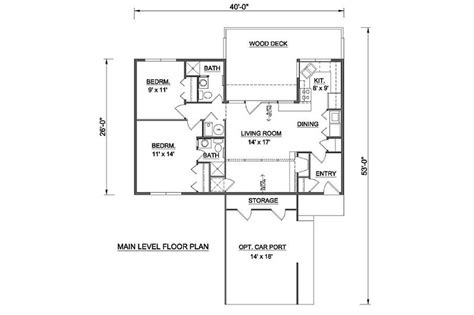 Contemporary Style House Plan 2 Beds 2 Baths 950 Sqft Plan 116 124