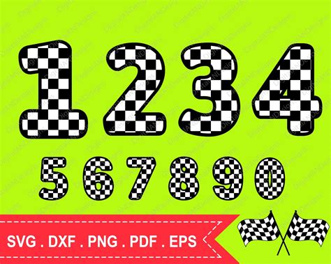Checkered Numbers And Flag Svg Racing Checkered Birthday Etsy
