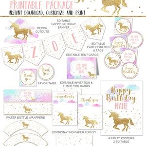 unicorn  tags printable unicorn  stickers unicorn etsy