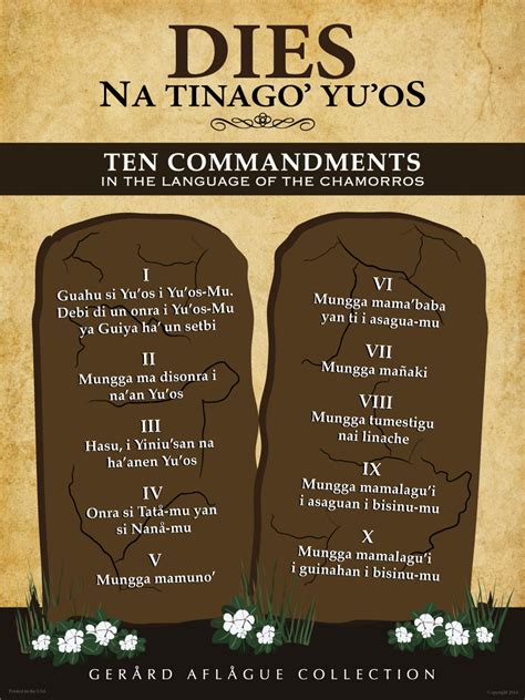 Ten Commandments In Chamorro Fine Art Poster Gerard Aflague Collection