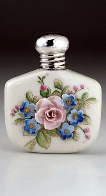 1920 Porcelain Scent Perfume Bottle With Relief Flower Decoration