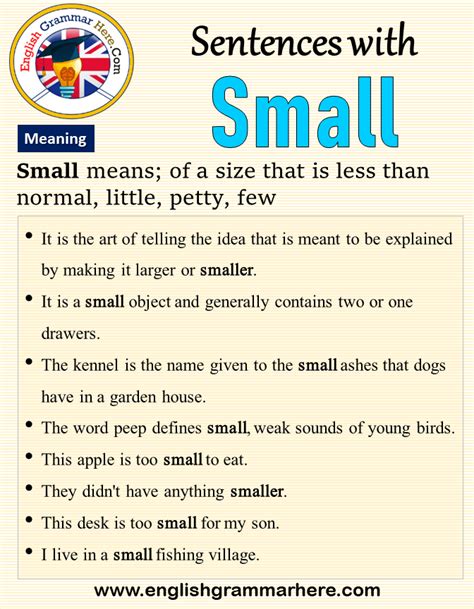 Sentences With Small Small In A Sentence And Meaning When Using The