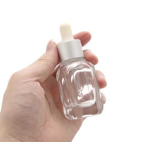 15ml 30 Ml 1oz Clear Square Glass Dropper Serum Bottle For Cosmetic
