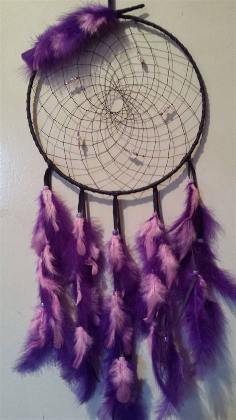 Hand Made 10 Inch Feathered Dream Catcher Purple And Pink By
