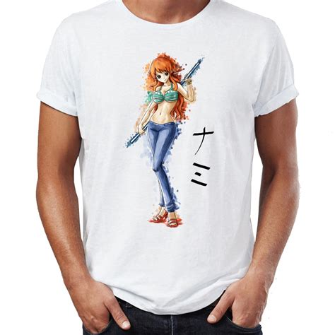 Mens T Shirt Nami Watercolor One Piece Anime Manga Badass