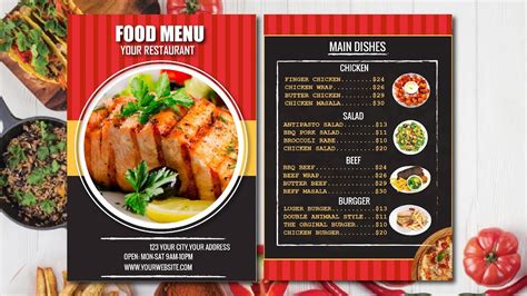 Menu Card Design In Adobe Illustrator Fast Food Restaurant Youtube
