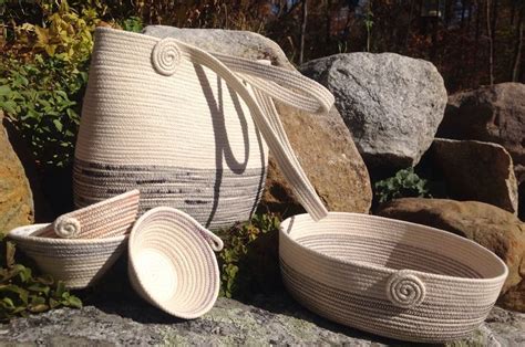 Coiled Rope Bowls And Bags By Andrea Coiled Fabric Basket Rope Basket