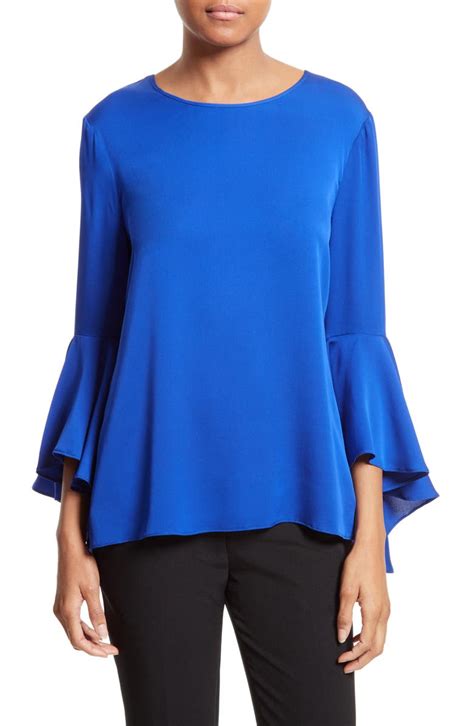 Milly Bell Sleeve Stretch Silk Blouse Nordstrom