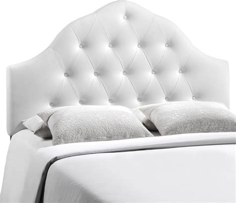 Sovereign Tufted Faux Leather Headboard White Transitional