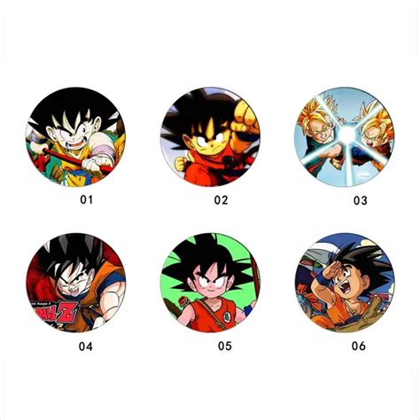 6pcsset Anime Dragon Ball Z Badge Acrylic Cartoon Pins Super Saiyan Son Goku Collection Bags
