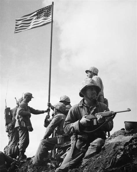 World War Ii Iwo Jima Nthe Raising Of The First Flag On Mount Suribachi