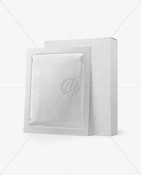 Download Kraft Paper Box with Glossy Sachet Mockup in Sachet Mockups on Yellow Images Object Mockups