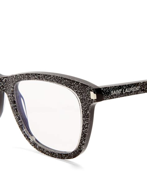 Saint Laurent Silk Square Frame Glitter Glasses Lyst