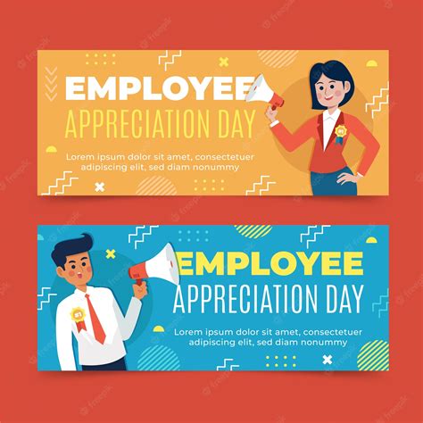 Free Vector Flat Employee Appreciation Day Horizontal Banners Set