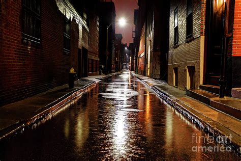 Rain Soaked Urban Street In Boston Massachusetts Photograph By Denis