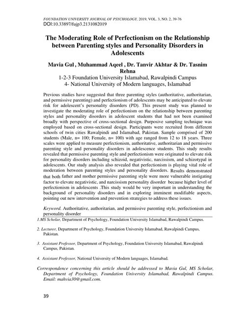 Pdf The Moderating Role Of Perfectionism On The Relationship Between