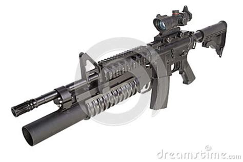 An M4a1 Carbine Equipped With An M203 Grenade Launcher Stock Photo