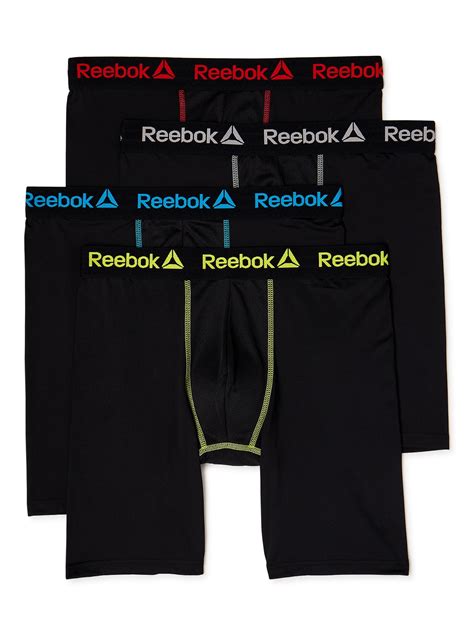 Reebok Mens Performance Mid Leg Boxer Briefs 4 Pack