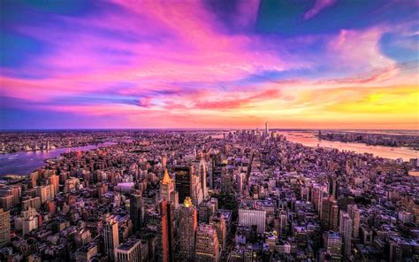 Sunset Over Manhattan Panorama