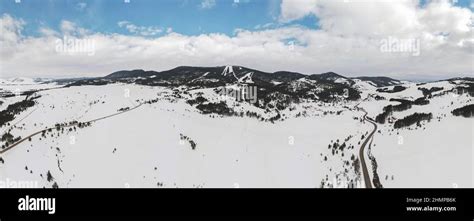 Aerial View Of Road And Ski Center Tornik The Highest Point Of