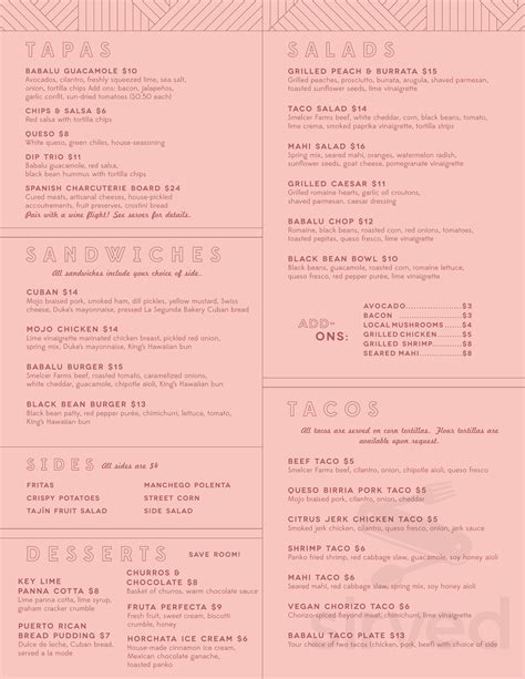 babalu® knoxville menu in knoxville tennessee usa