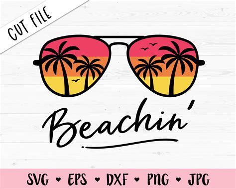 Beachin Svg Palm Tree Sunglasses Cut File Hello Summer Etsy