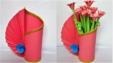 Easy Paper Flower Vasehow To Make A Flower Vasepaper Craftsdiy Youtube